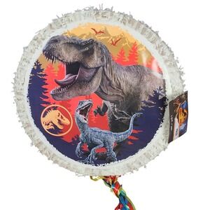 NEW Jurassic World Pinata T-Rex Blue Raptor Pull String 20 Inch Birthday Party
